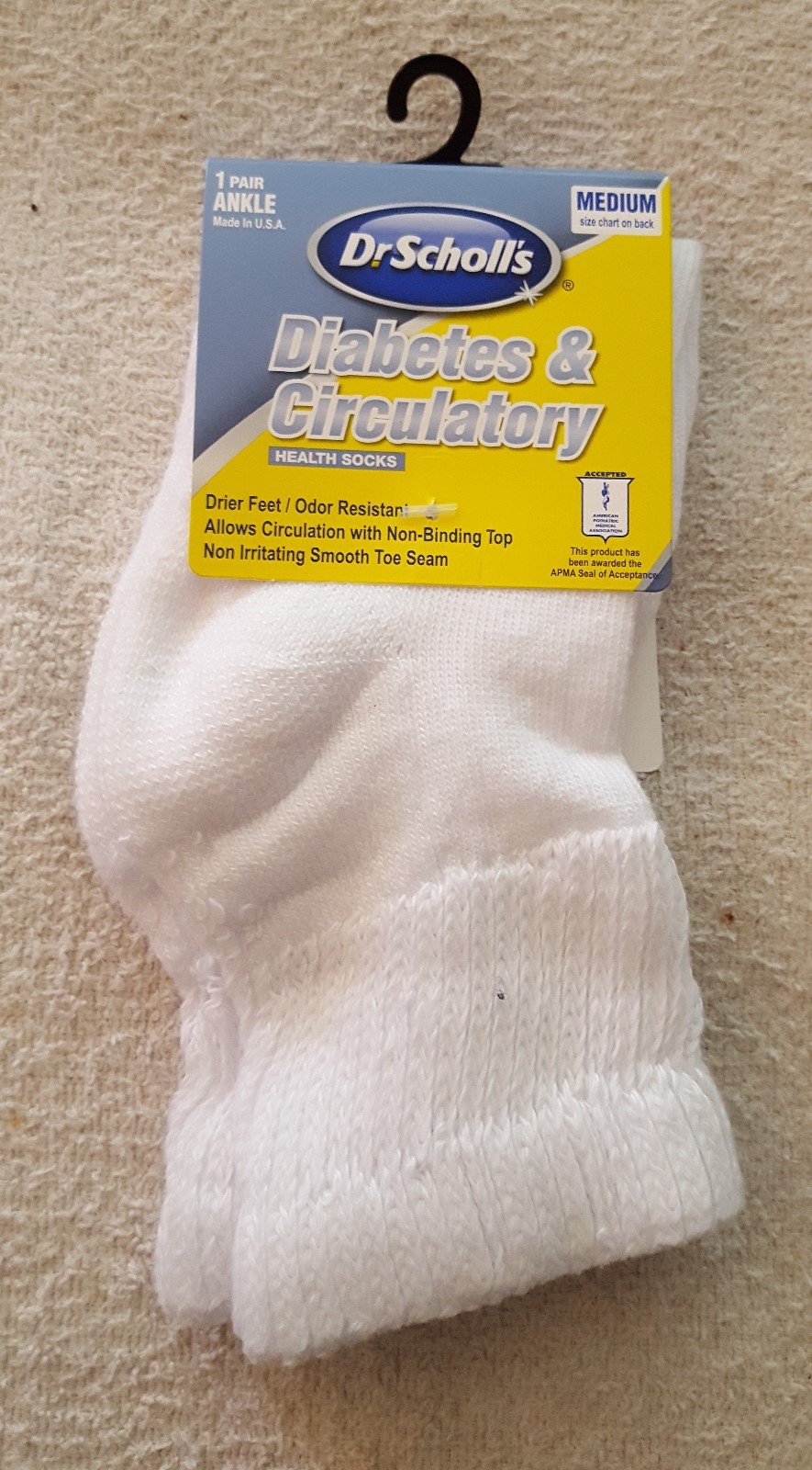 Dr. Scholl’s-1 PR. Diabetes & Circulatory Crew Socks-(M) Odor Resistant Unisex