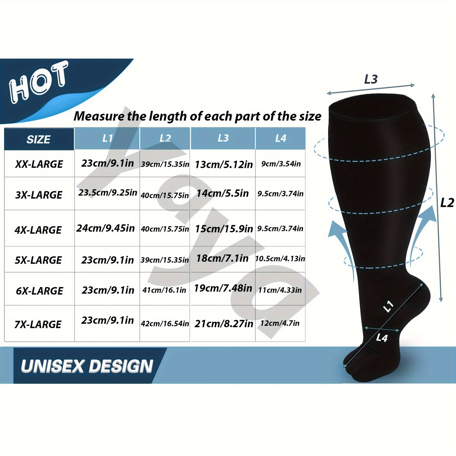 3 Pairs Plus Size Compression Socks 20-30 mmHg for Men Women 5XL-7XL For Cycling
