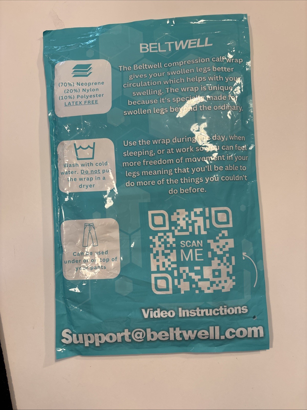 Beltwell Adjustable Calf Compression Wrap For Lymphedema Large Short Black 6627