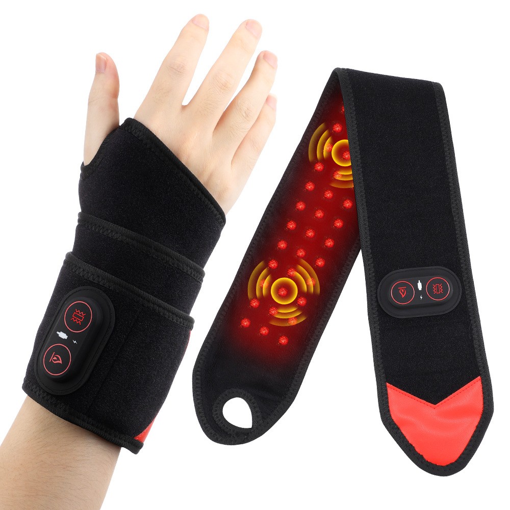 Cordless Wrist Heating Pad Wrap Heated Wrist Brace with Vibration Hand Massager