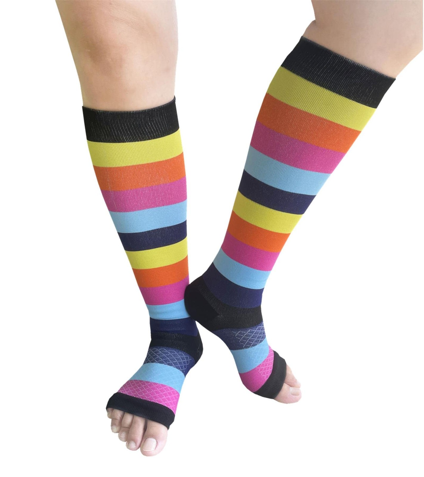 Open Toe Compression socks 3 Pairs Toeless Compression socks for Women Men 15…