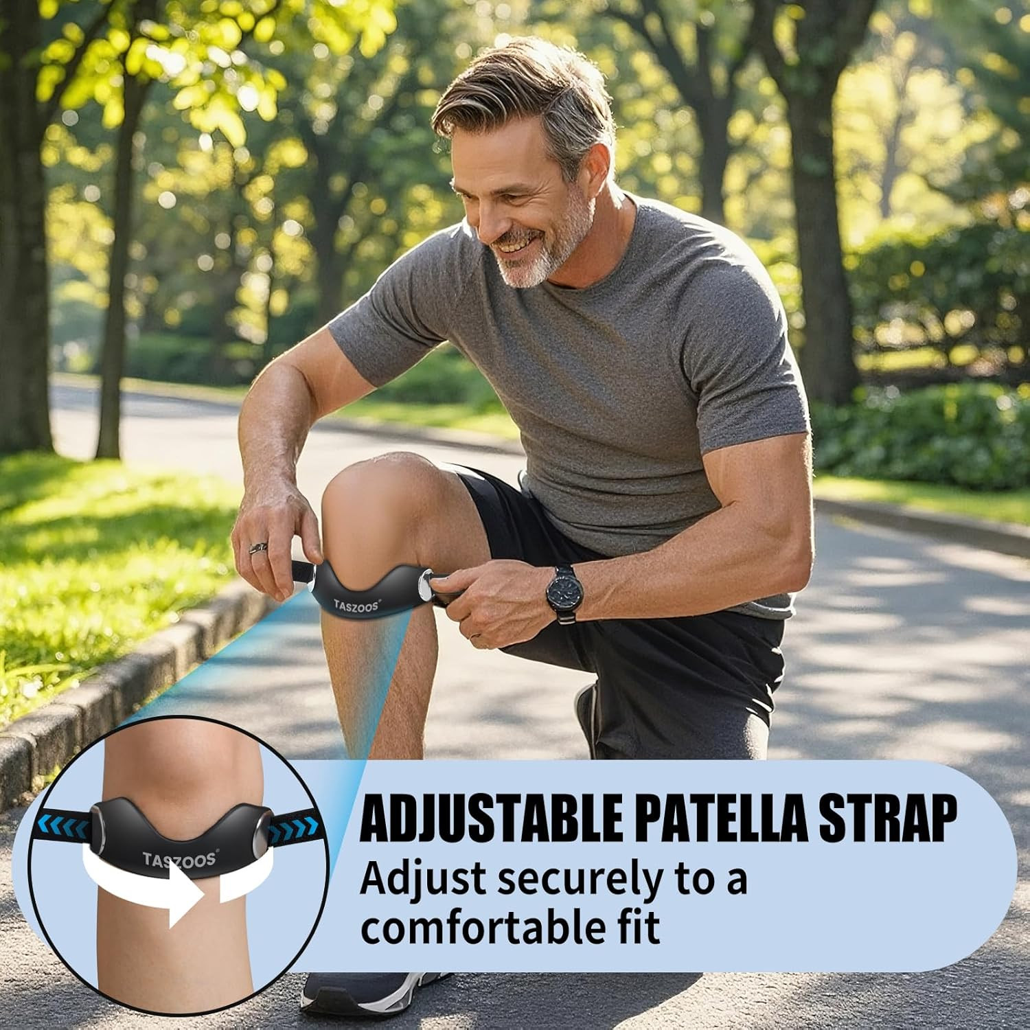 TAZSOOS Patellar Tendon Support Strap – (2 Pack) Adjustable Non-Slip Knee Str…