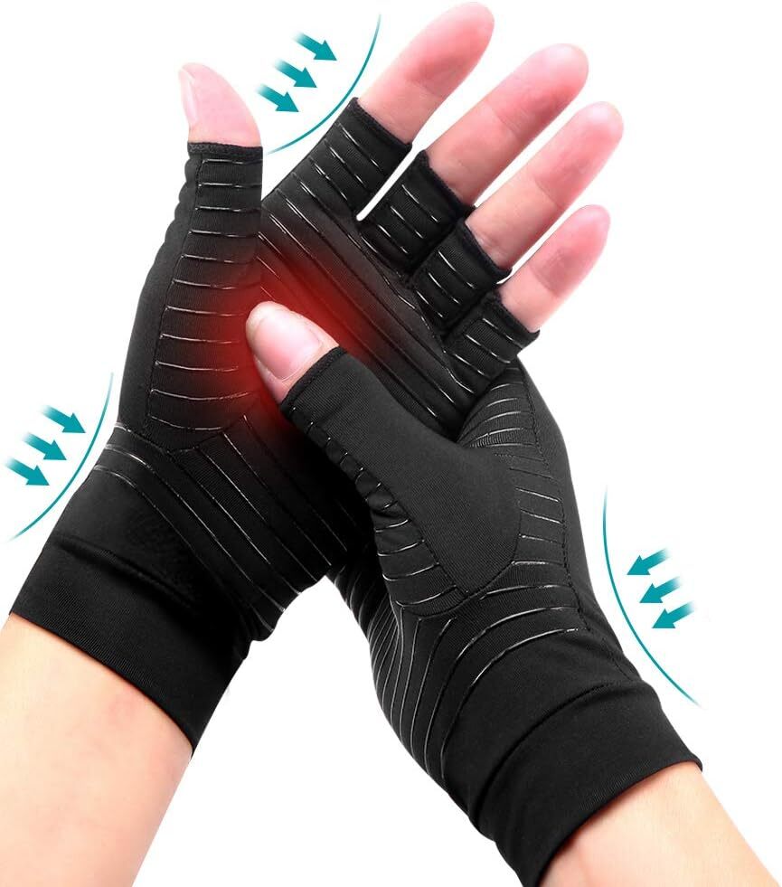1 PAIR Copper Arthritis Compression Gloves Hand Support Joint Pain Relief USA