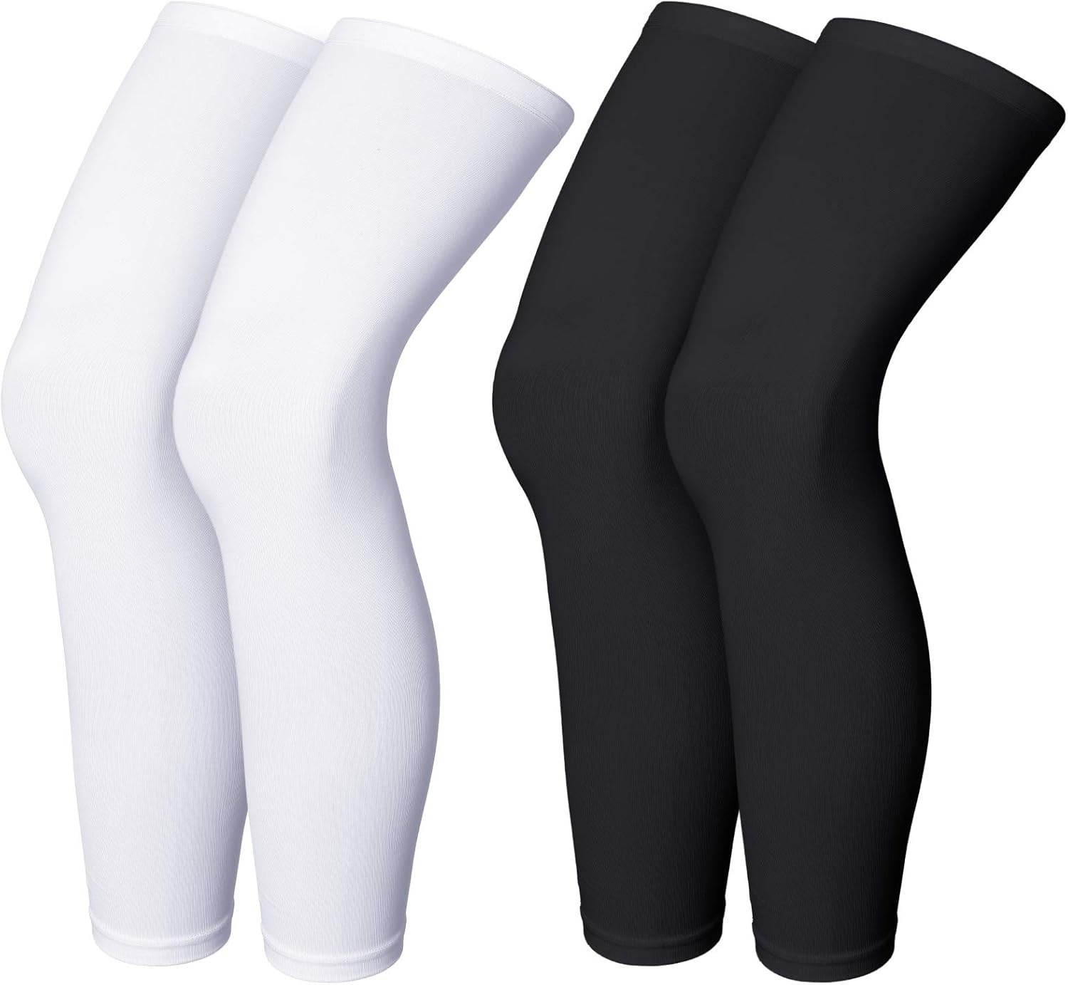 Breathable Black & White Compression Leg Sleeves – Ideal for Sports, Large Size