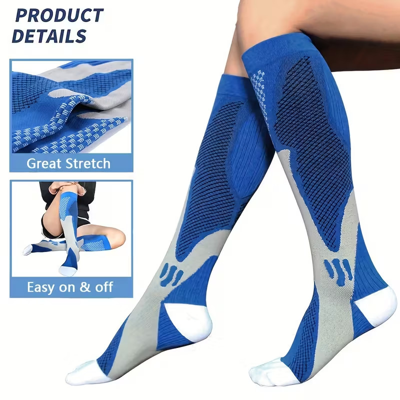 1Pair 20-30 mmHg Compression Socks – Knee High Support for Running & Sports USA