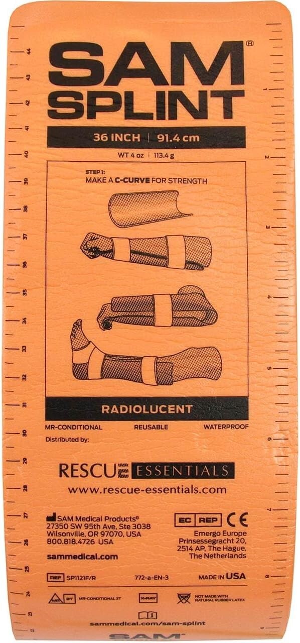 SAM Rolled Splint 36″, Orange/Blue