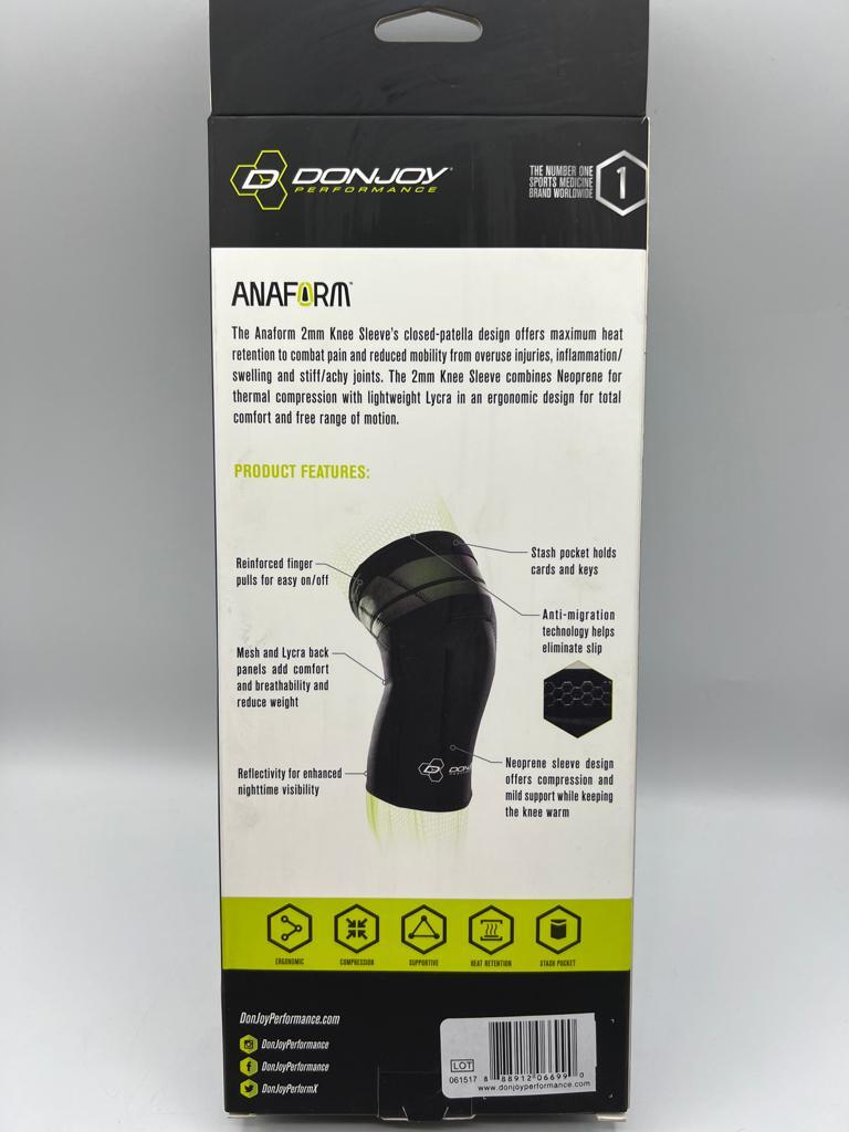 DonJoy Performance ANAFORM 2MM Knee Support Compression Sleeve Small & Medium