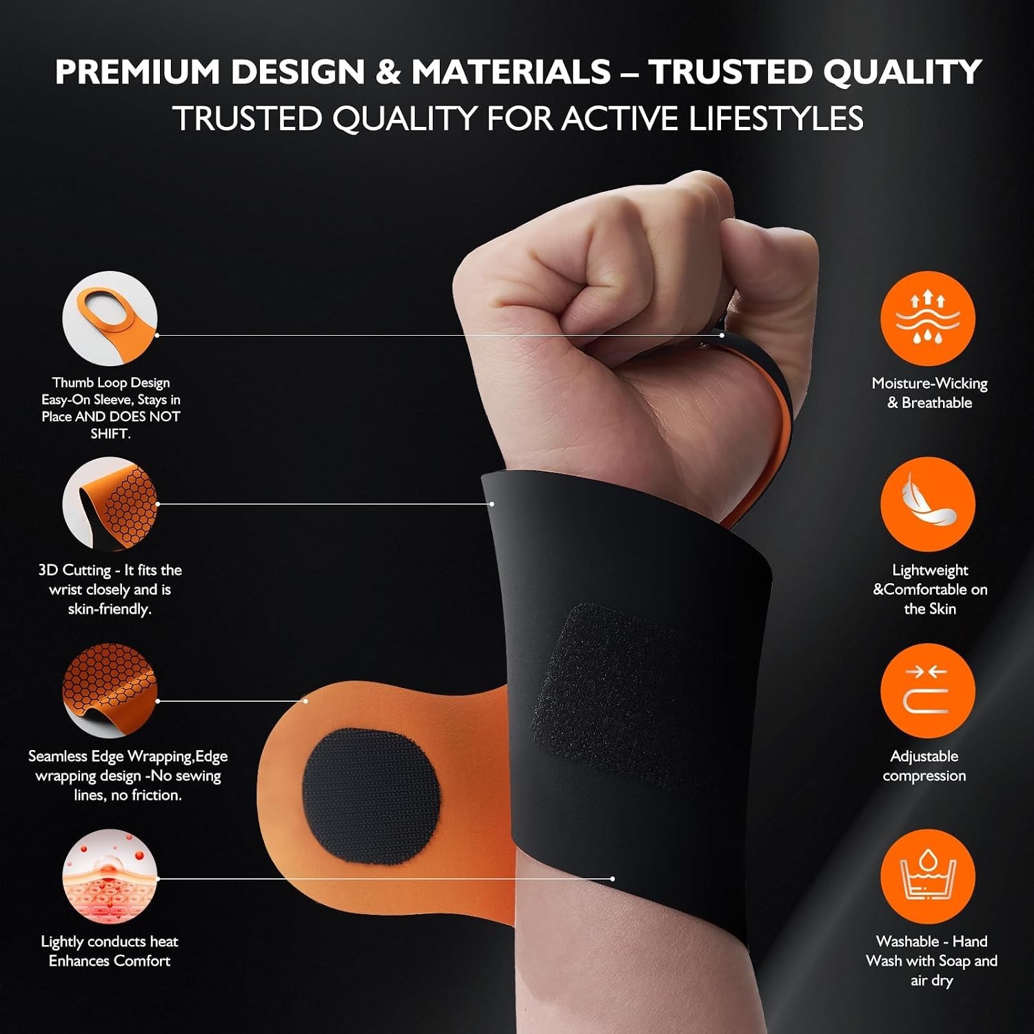 Adjustable Wrist Protector with Graphene Therapy for Pain Relief, Large