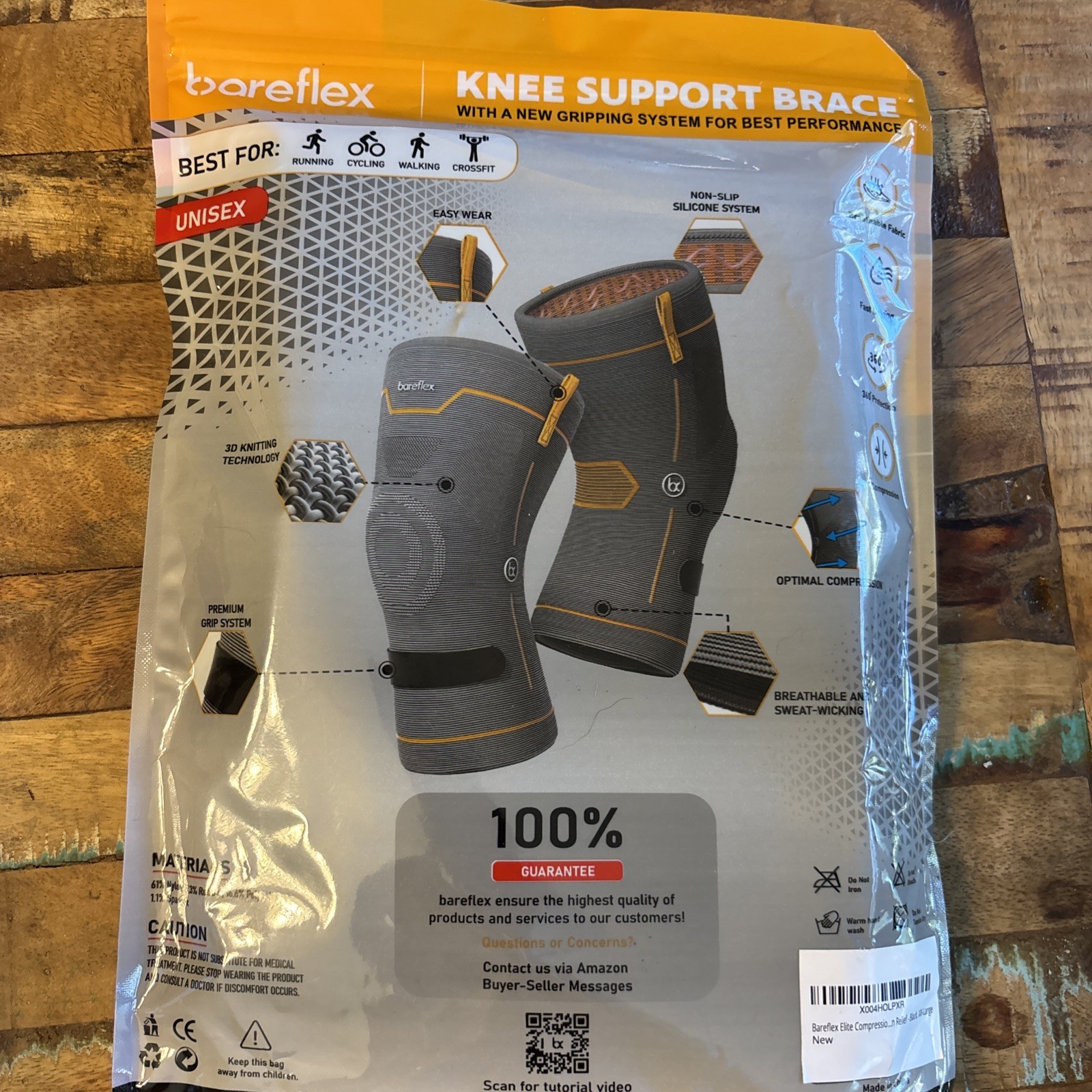 bareflex 2Pack Elite Non Slip Compression Knee Brace Arthritis Joint Support XXL