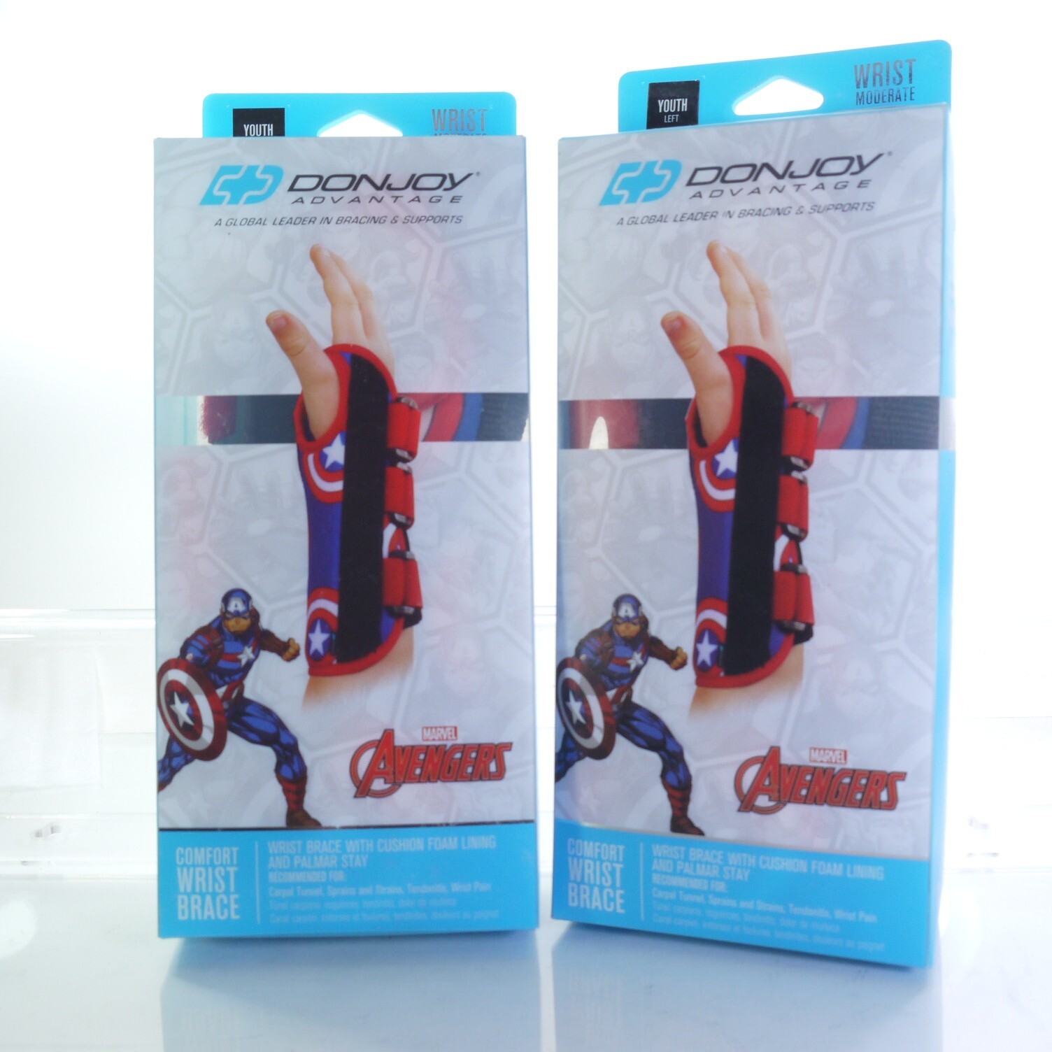 2 MARVEL AVENGERS DONJOY ADVANTAGE COMFORT WRIST BRACE YOUTH Left hand MODERATE