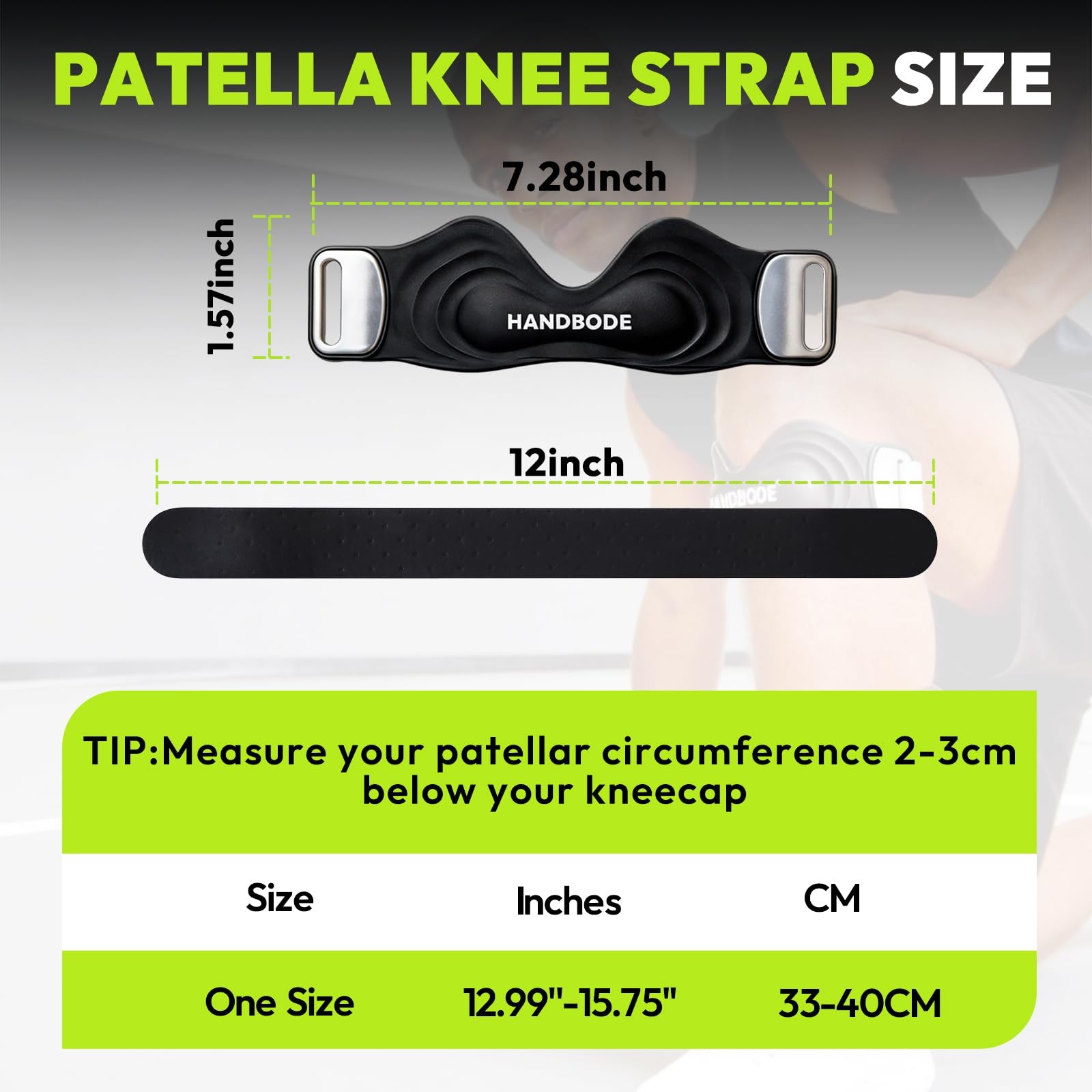 HANDBODE Patellar Tendon Support Strap, Silicone Knee Brace for men women, Adjus