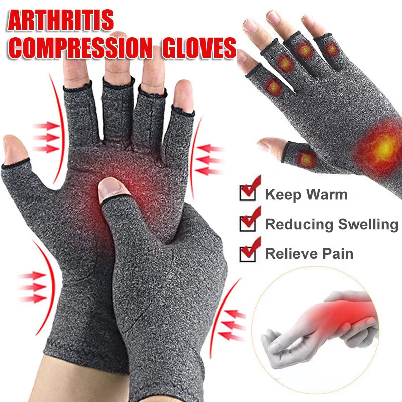 Relieve Hand Discomfort with 1Pair Fingerless Compression Gloves