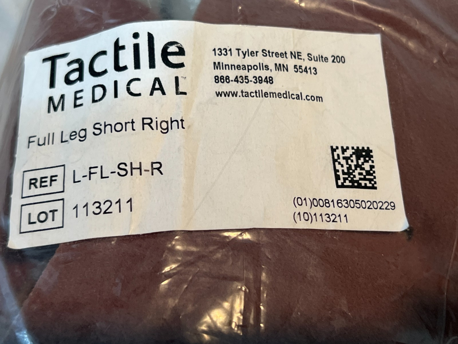 Tactile Medical Flexitouch Full Leg Short Right L-FL-SH-R Compression Garment Br