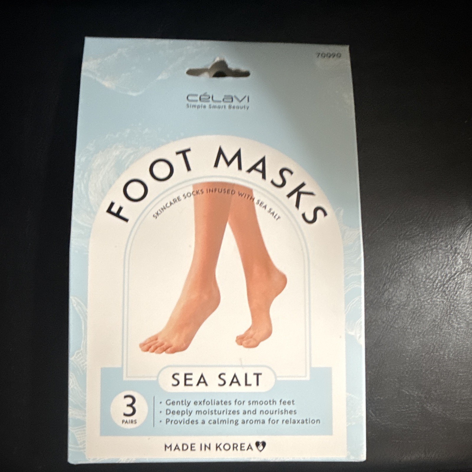 Celavi Sea Salt Exfoliating Moisturizing Foot Mask Socks 3 Pairs Made in Korea