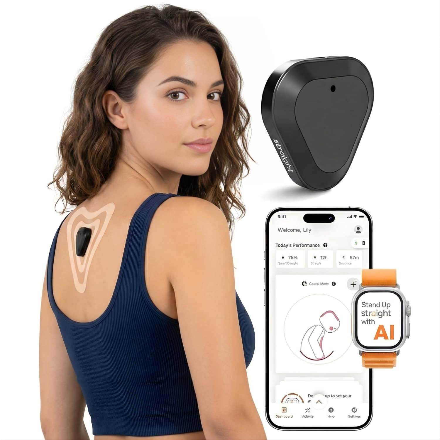 Straight plus AI Powered Posture Corrector Trainer Device (Necklace Included) –