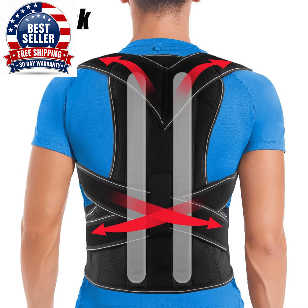 1PC Back Brace Posture Corrector for Women and Men, Adjustable Full Back Support