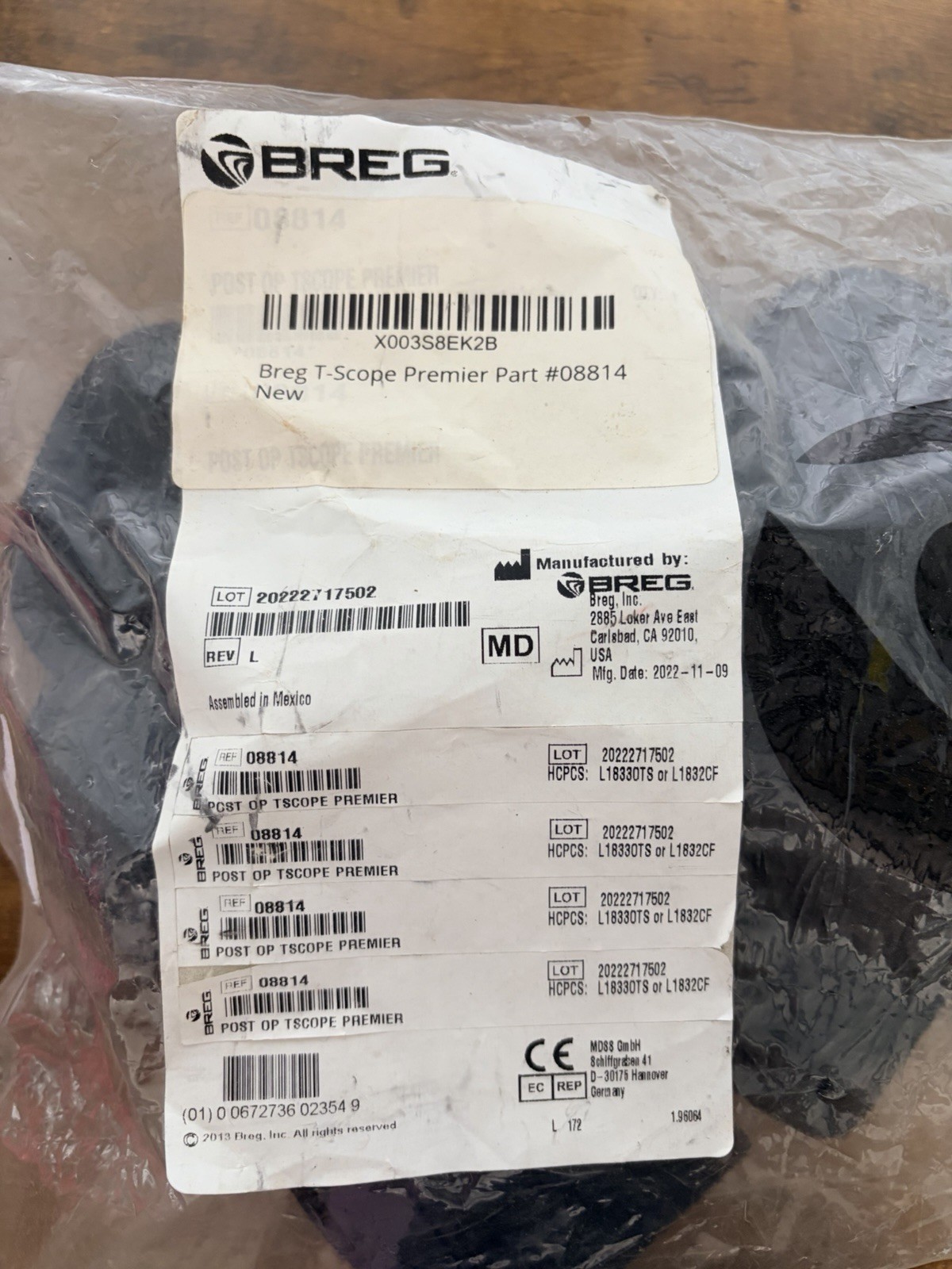 Breg T-Scope Premier Post Op Knee Brace – Black REF 08814 New