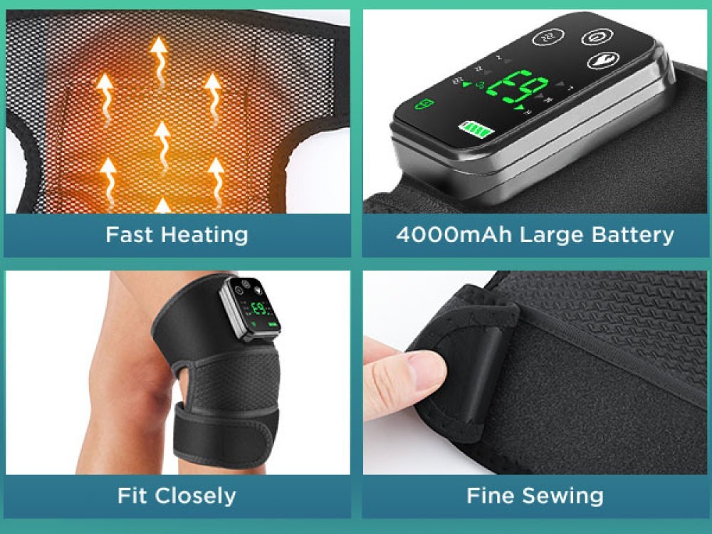 3 Level Electric Heated Vibration Knee Joint Brace Shoulder Massager Pain Relief