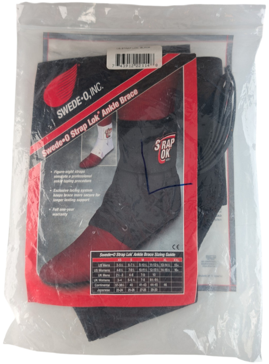 Swede-O Strap Lok Ankle Brace Large Black Lace Up Support