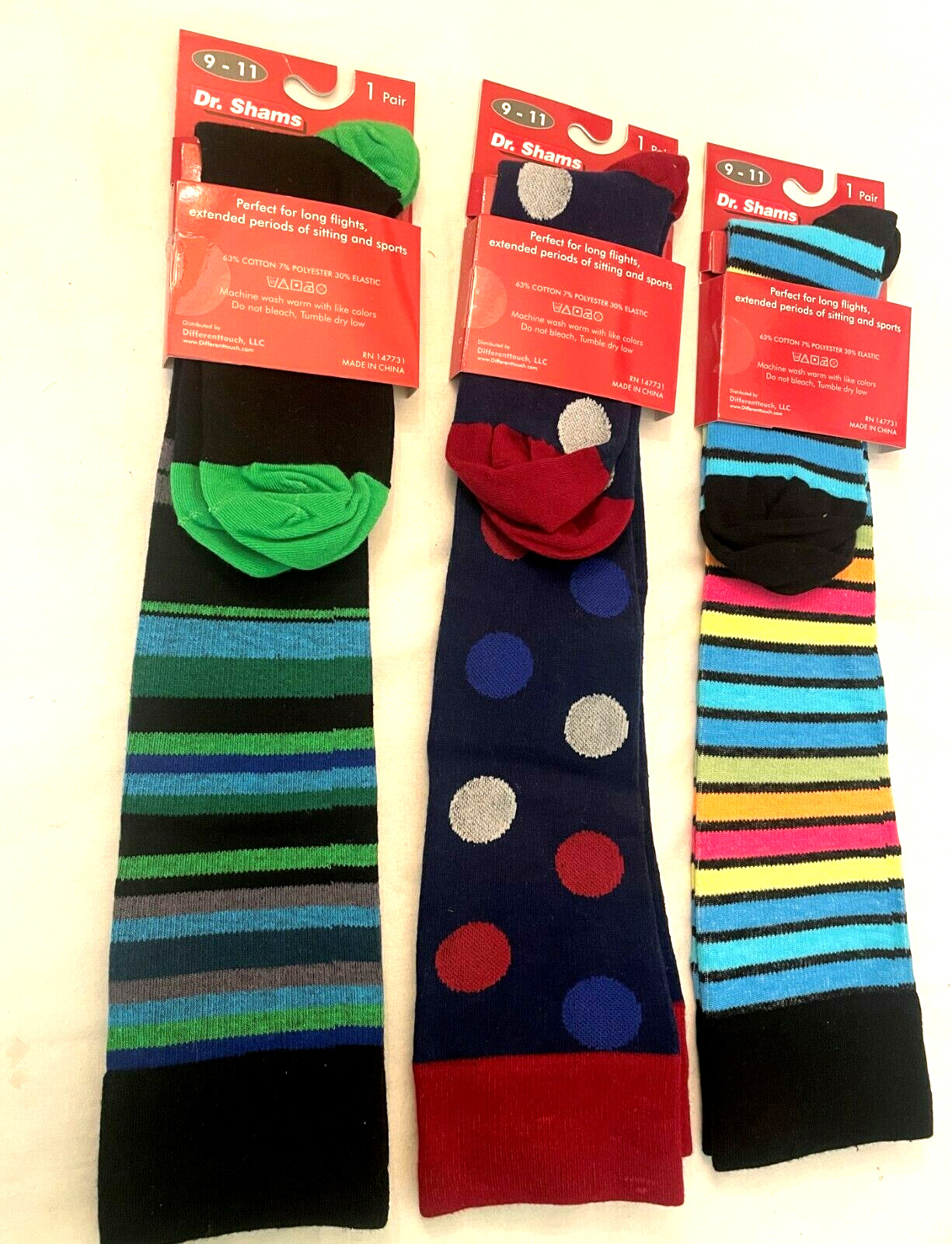 Compression Socks 3 pair Size 9-11 Knee High Socks Dr. Shams Moderate 8-15 mm Hg
