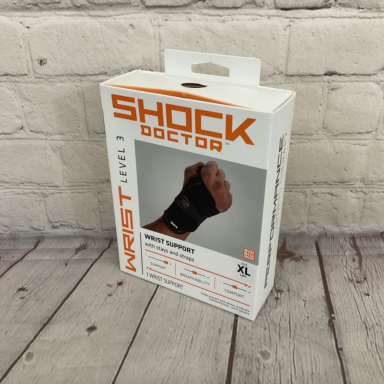 Shock Doctor Sports Therapy Left Wrist Support with Stays and Straps Black XL