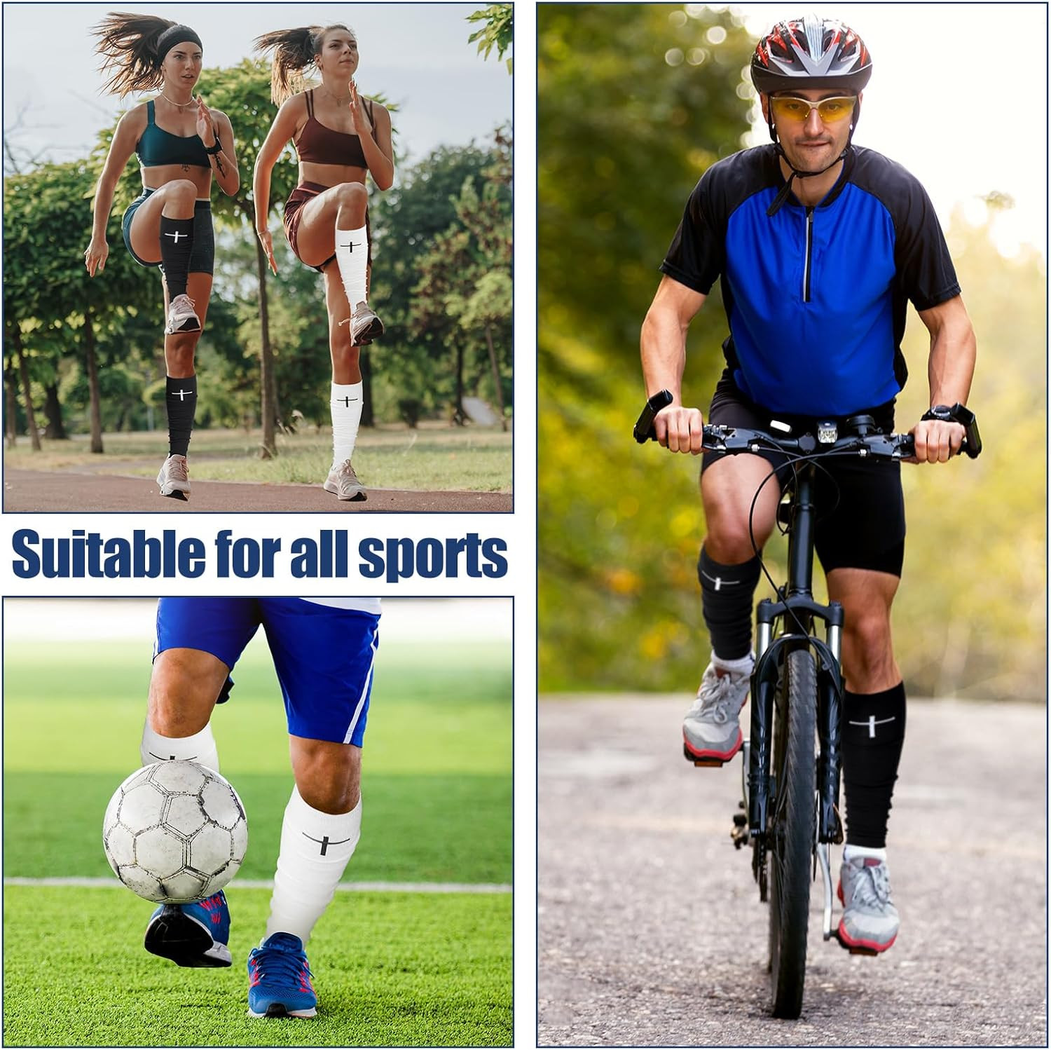 2 Pairs Faith Cross Football Leg Sleeves Scrunch Sports Compression Calf Sleeve