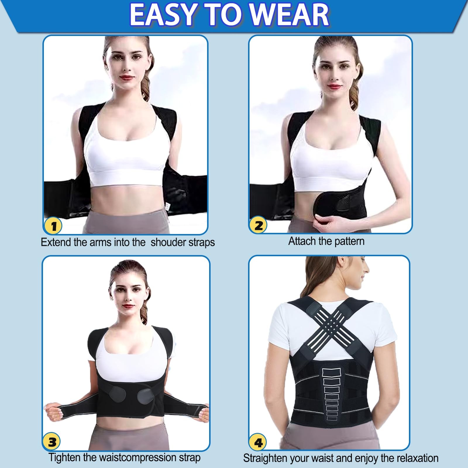 Posture Corrector for Women and Men,X-Back Brace Lower Back Support,Adjustabl…