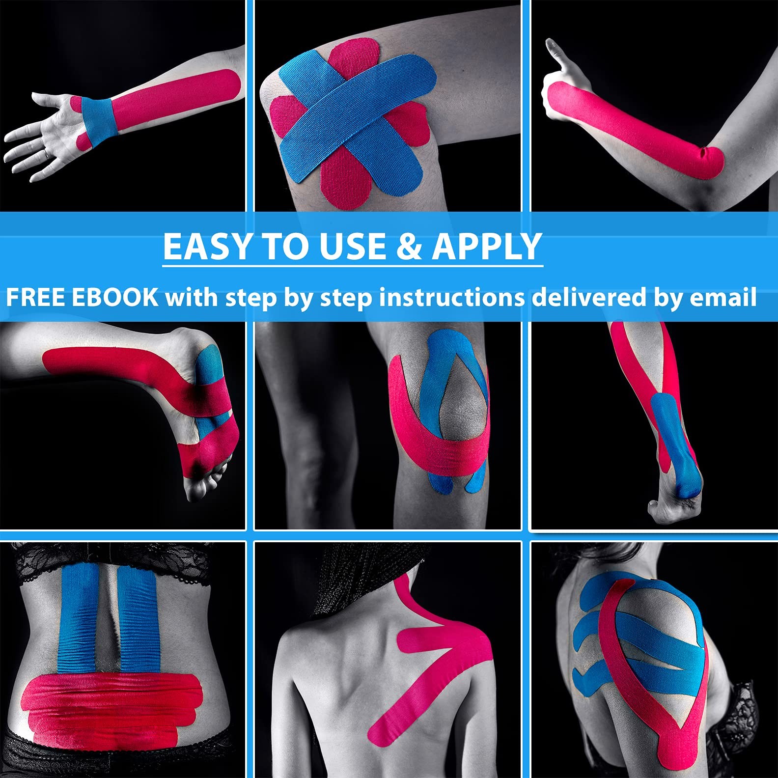 Starktape Bulk Kinesiology Tape 2″ W x 115′ L Black 97% Cotton /3% Spandex