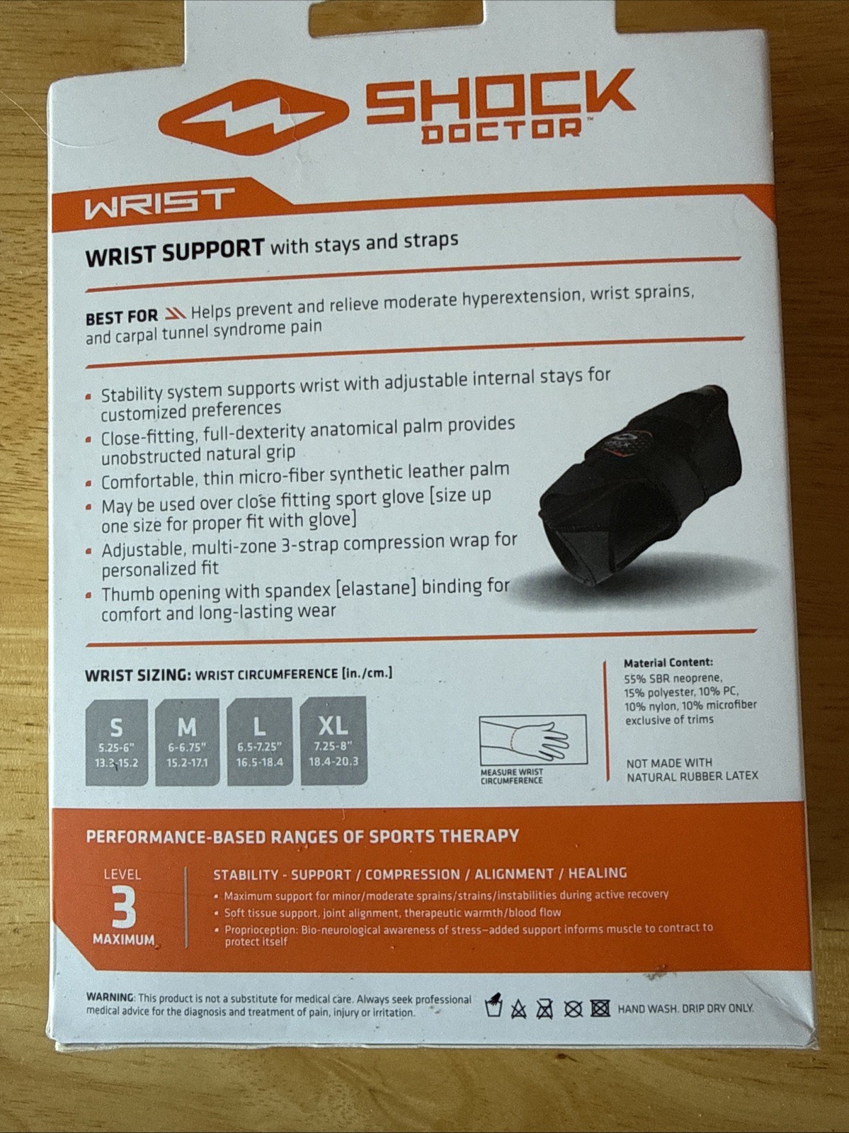 Succor Doctor Level 3 Wrist Support 824 – Size Large/right Hand – New In Box