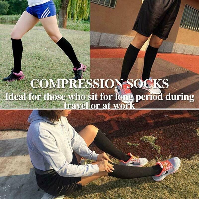 3 PAIRS Compression Socks Wide Calf Plus Size L Knee High 15-20mmHG Sports