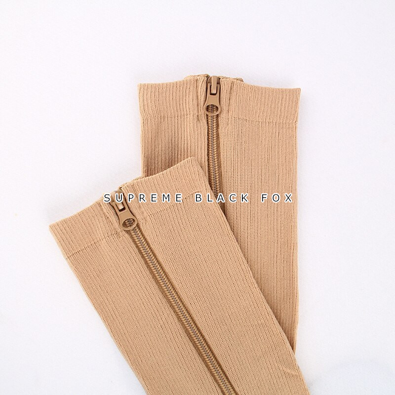 Open Toe Zipper Compression Socks Support Graduated Stockings Unisex 20-30mmHg