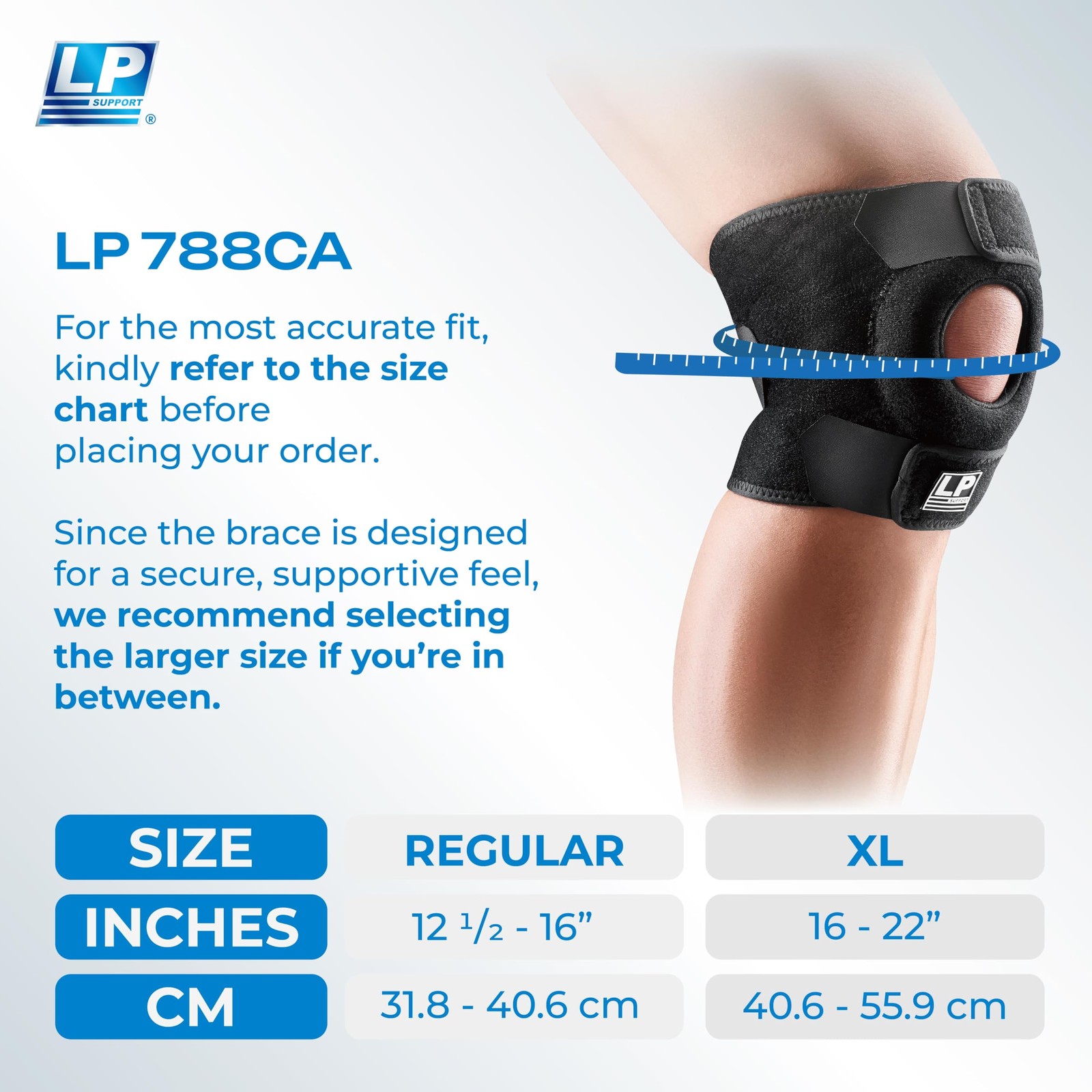 LP 788CA Adjustable Knee Brace Open Patella Support X-Large 1pcs
