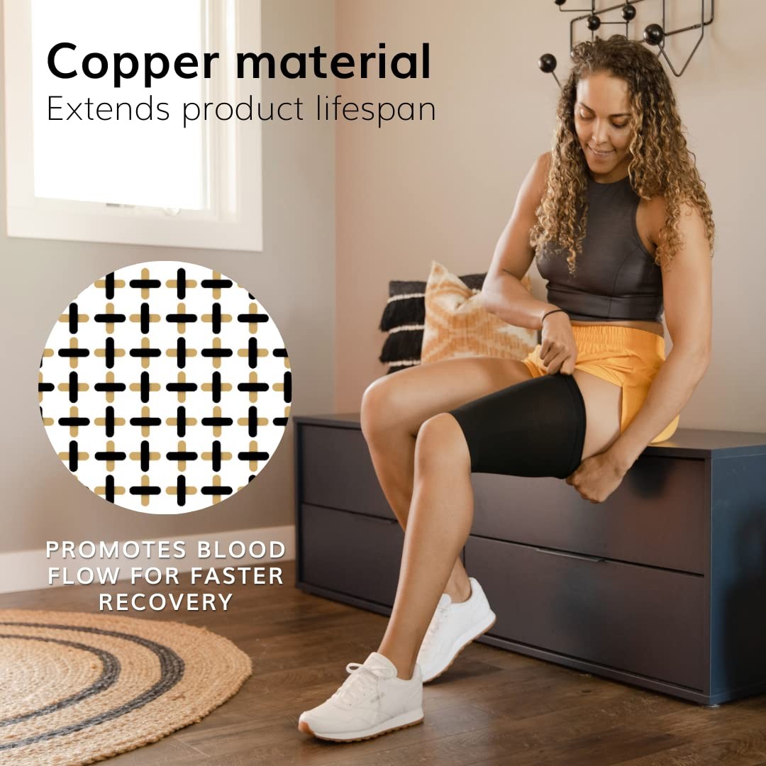 BraceAbility Compression Thigh Sleeve – Copper Men and Women’s Large, Black