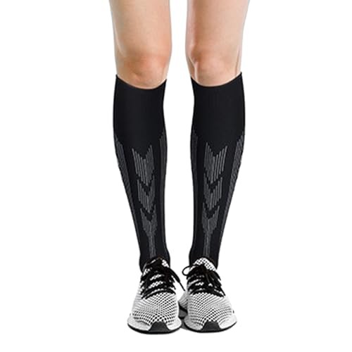 OhMill Compression Calf Sleeves Lower Legs Calf Brace Ankle Support Large Black