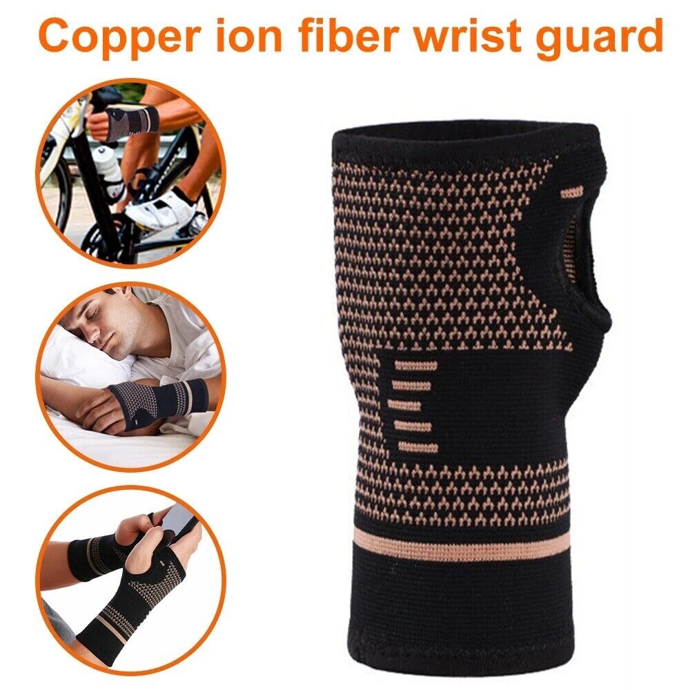 2pc Copper Wrist Compression Sleeves,for Arthritis,Workout,Carpal Tunnel Support
