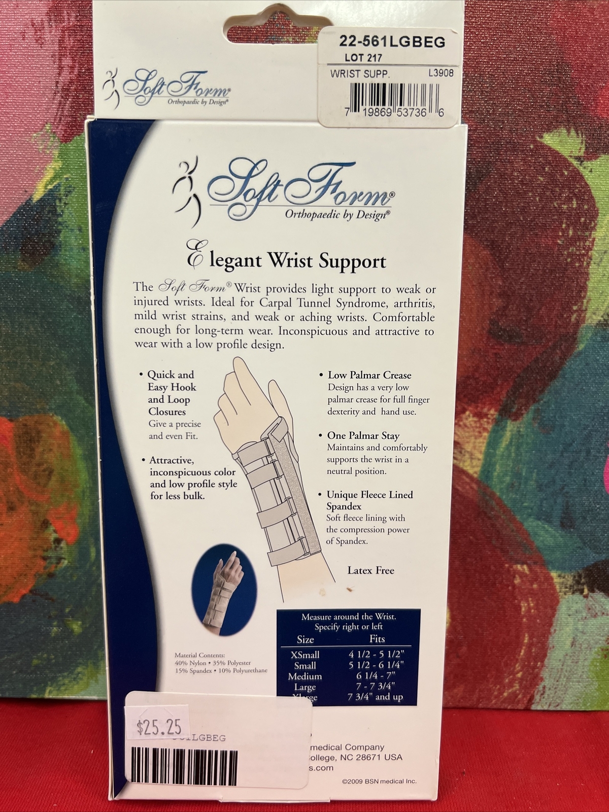 FLA Soft Form Elegant Wrist Support Beige Left Large New In Box