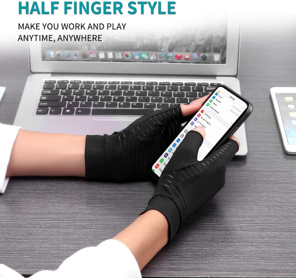 3 Pairs Copper Arthritis Compression Gloves Hand Wrist Support Joint Pain Relief