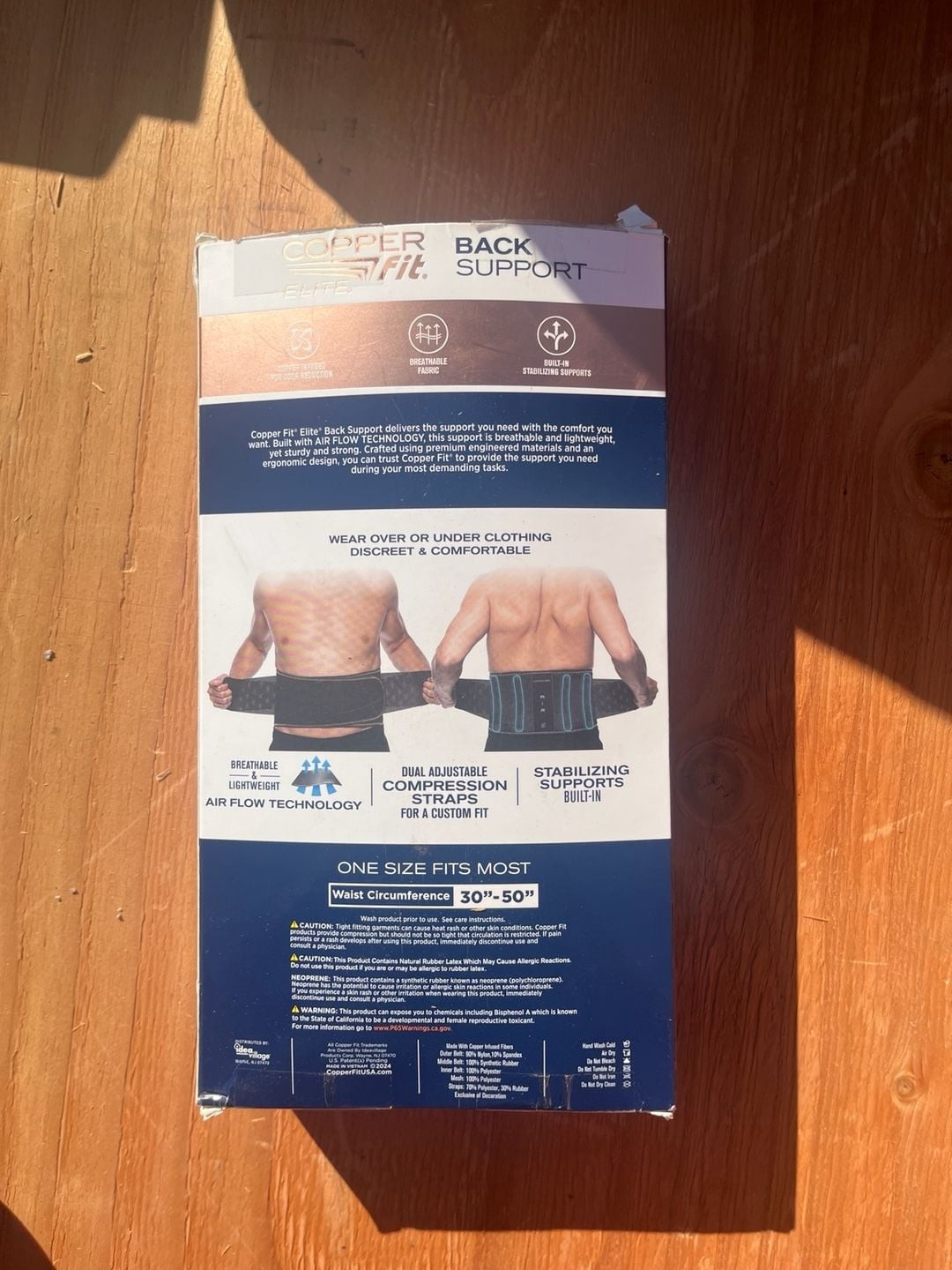Copper Fit Elite Back Support with Airflow Technology Adjustable Double-Band