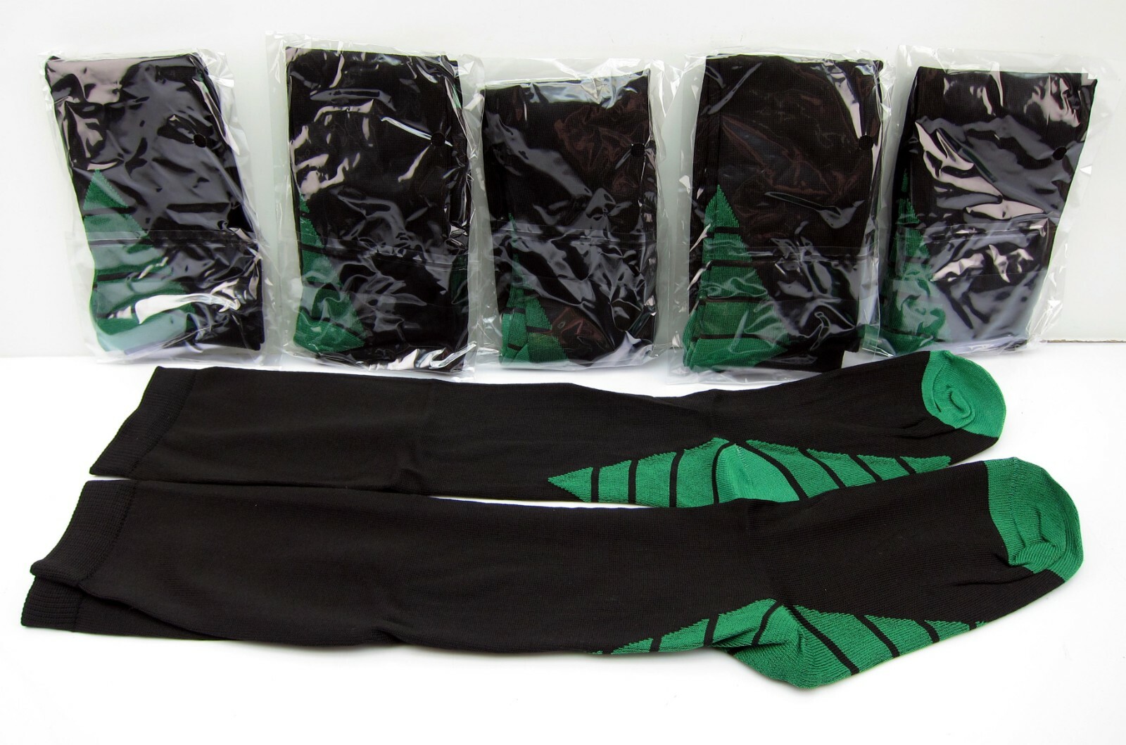 NEW 6 Pair Women’s Compression Socks Black Green 10-15 mmhg XL Medical Running
