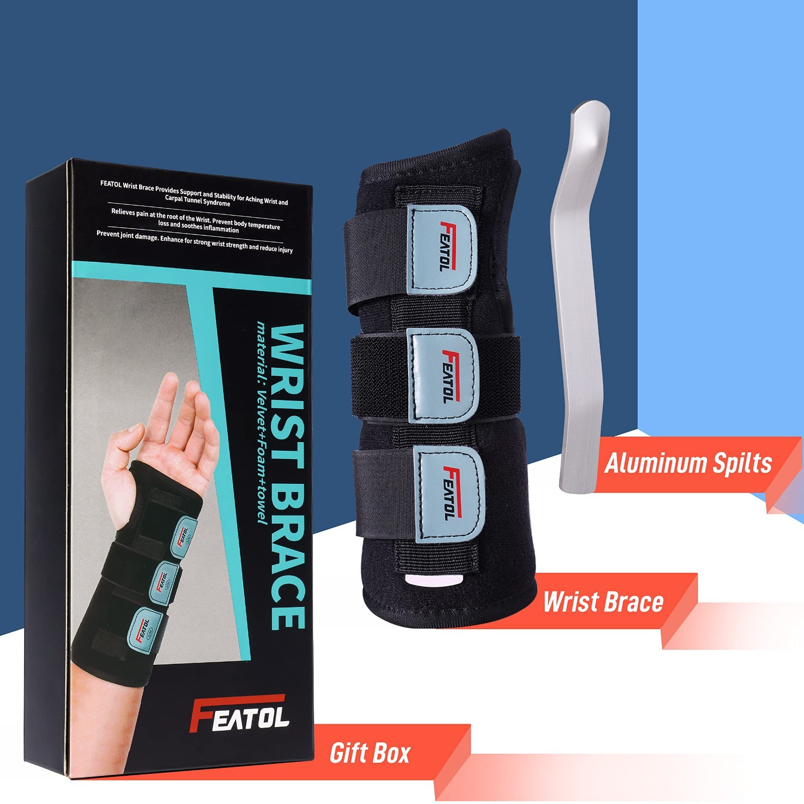 Adjustable Night Wrist Brace for Carpal Tunnel, Arthritis Support, Right Hand, L