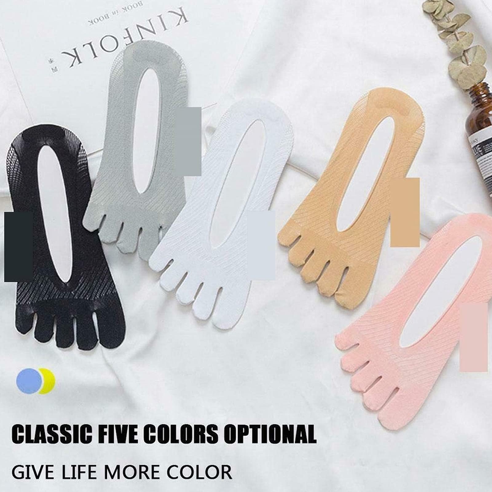 5 Pairs Orthopedic Compression Toe Socks No Show Yoga Socks Five Finger Socks