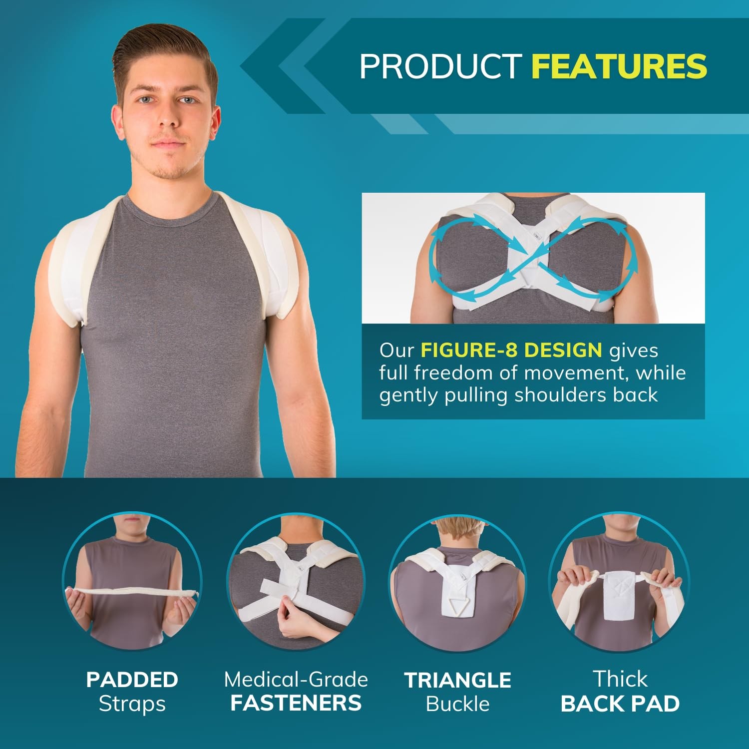 BraceAbility Clavicle Support Brace – Figure 8 Upper Back Brace Posture Correcto