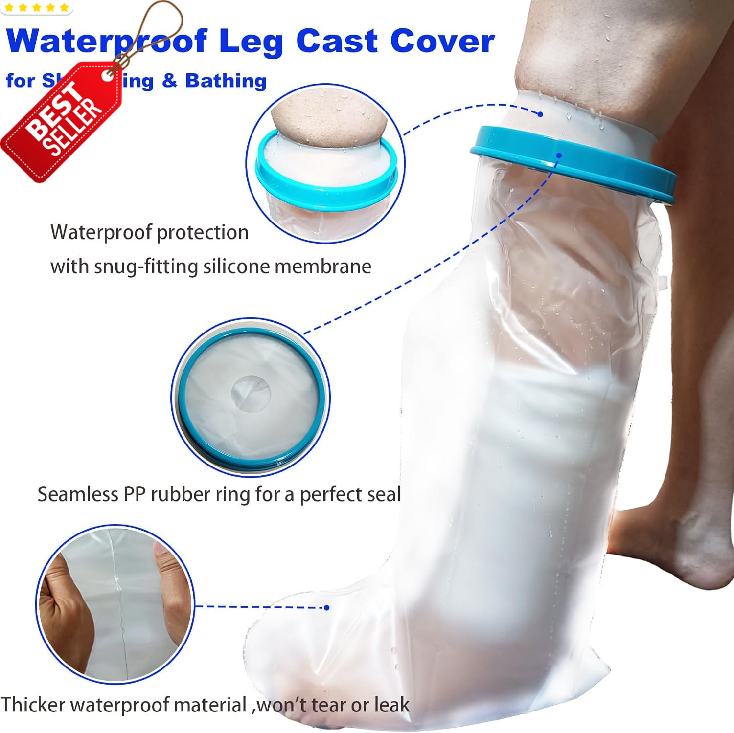 Waterproof Leg Cast Cover Shower Reusable Adult Short Leg Protector Foot – US