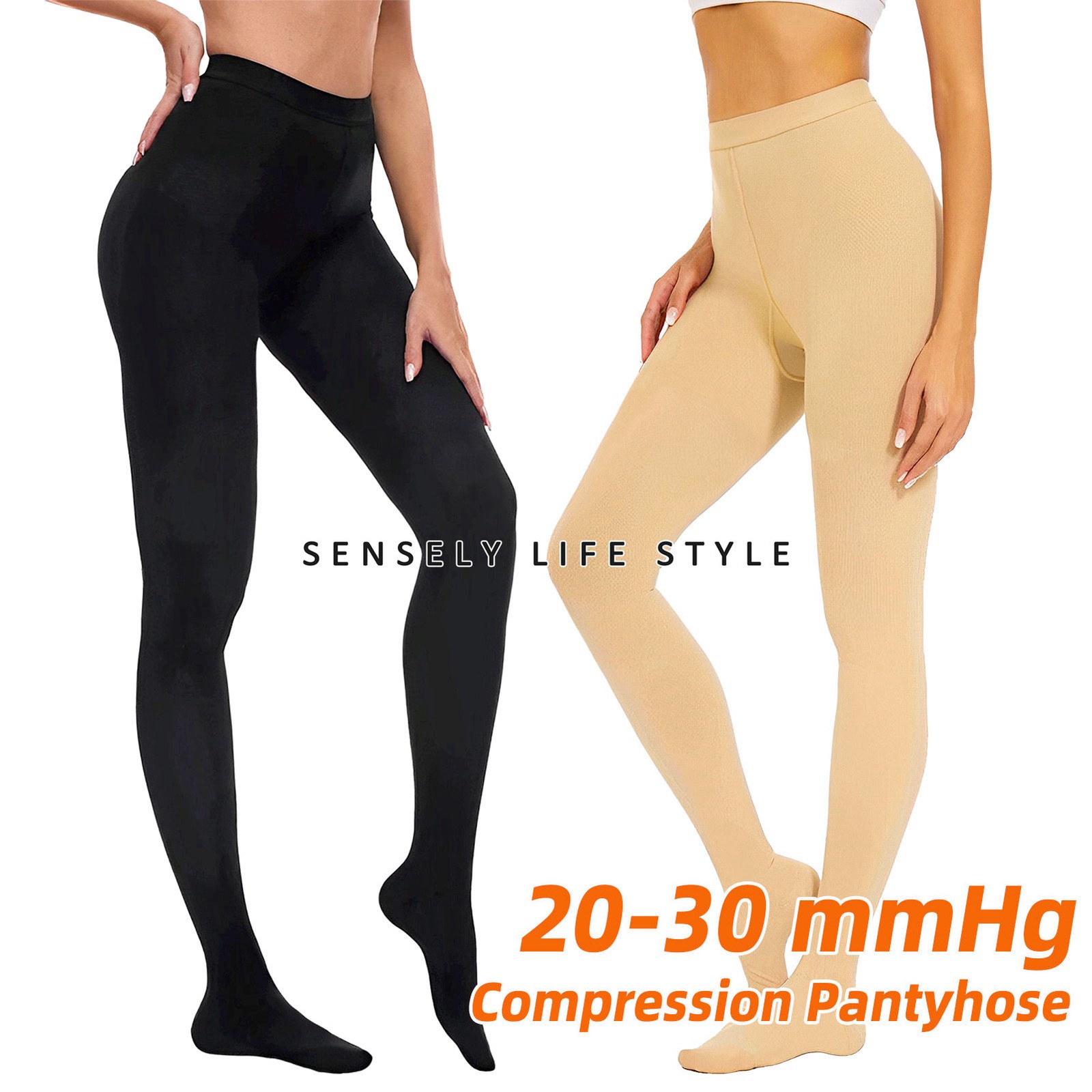 20-30mmHg Compression Pantyhose for Women – High Waist Firm Support Tights