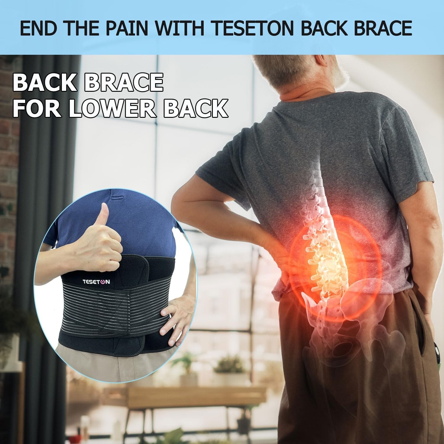Back Brace for Lower Back Pain Relief for Herniated Disc, Sciatica, Scoliosis US