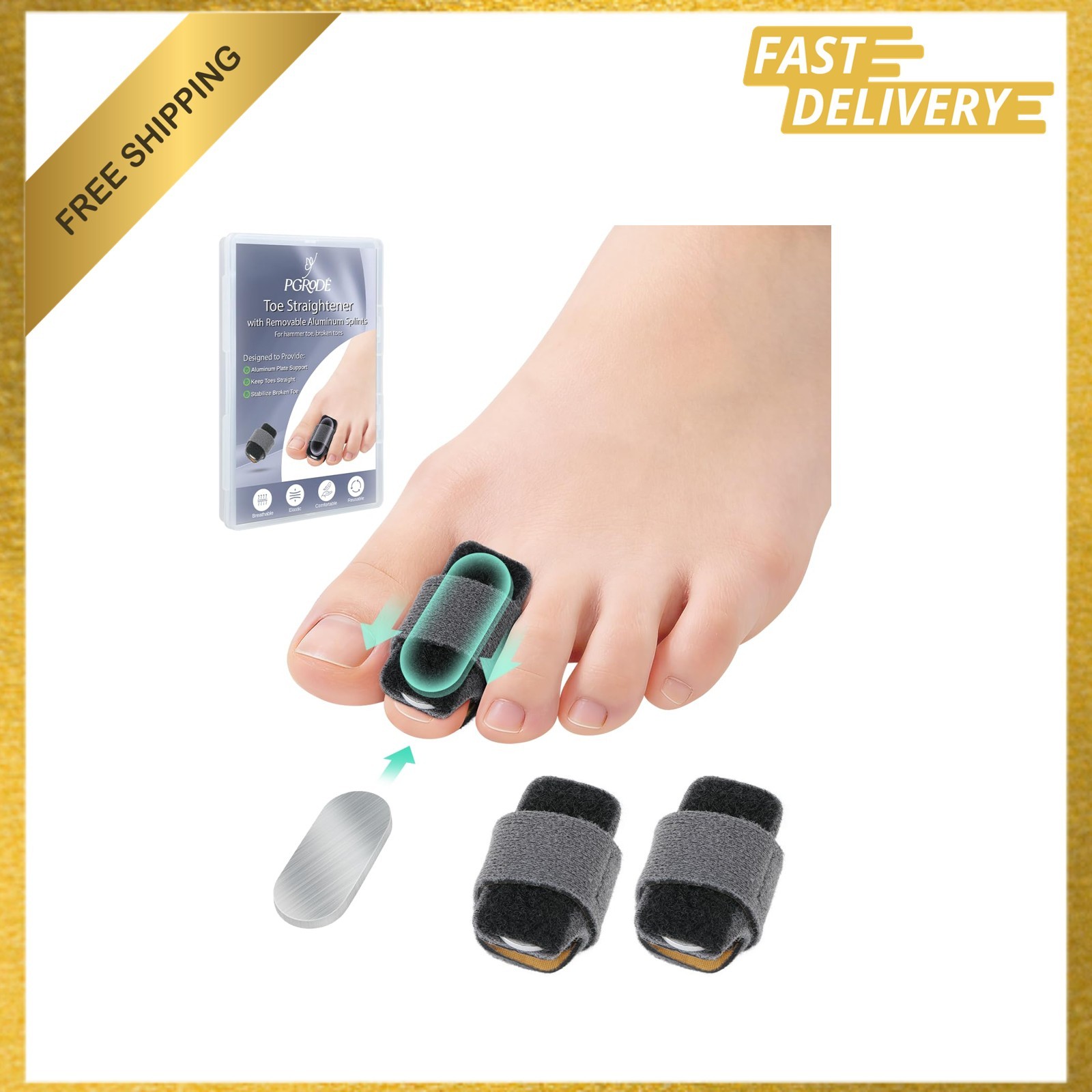Hammer Toe Corrector Pack, Adjustable Steel Splints for Women Men, Curled Bent