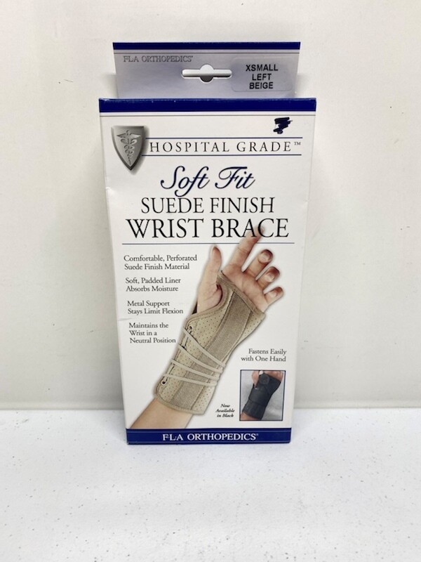 FLA Orthopedics Extra Small Soft Fit Suede Finish Beige Wrist Brace Left Hand