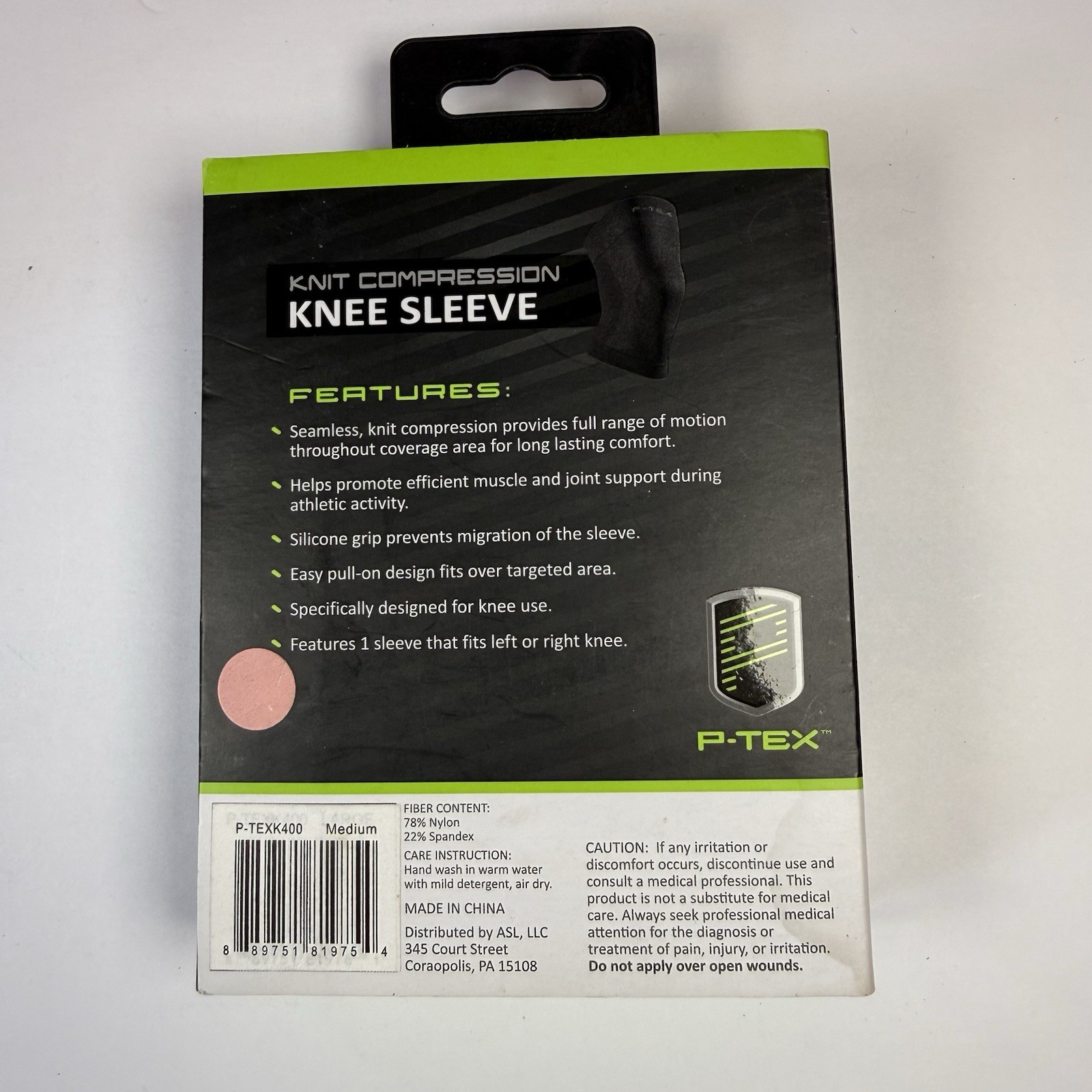 P-TEX Knit Compression Knee Sleeve Medium Black Athletic Support Brace NEW