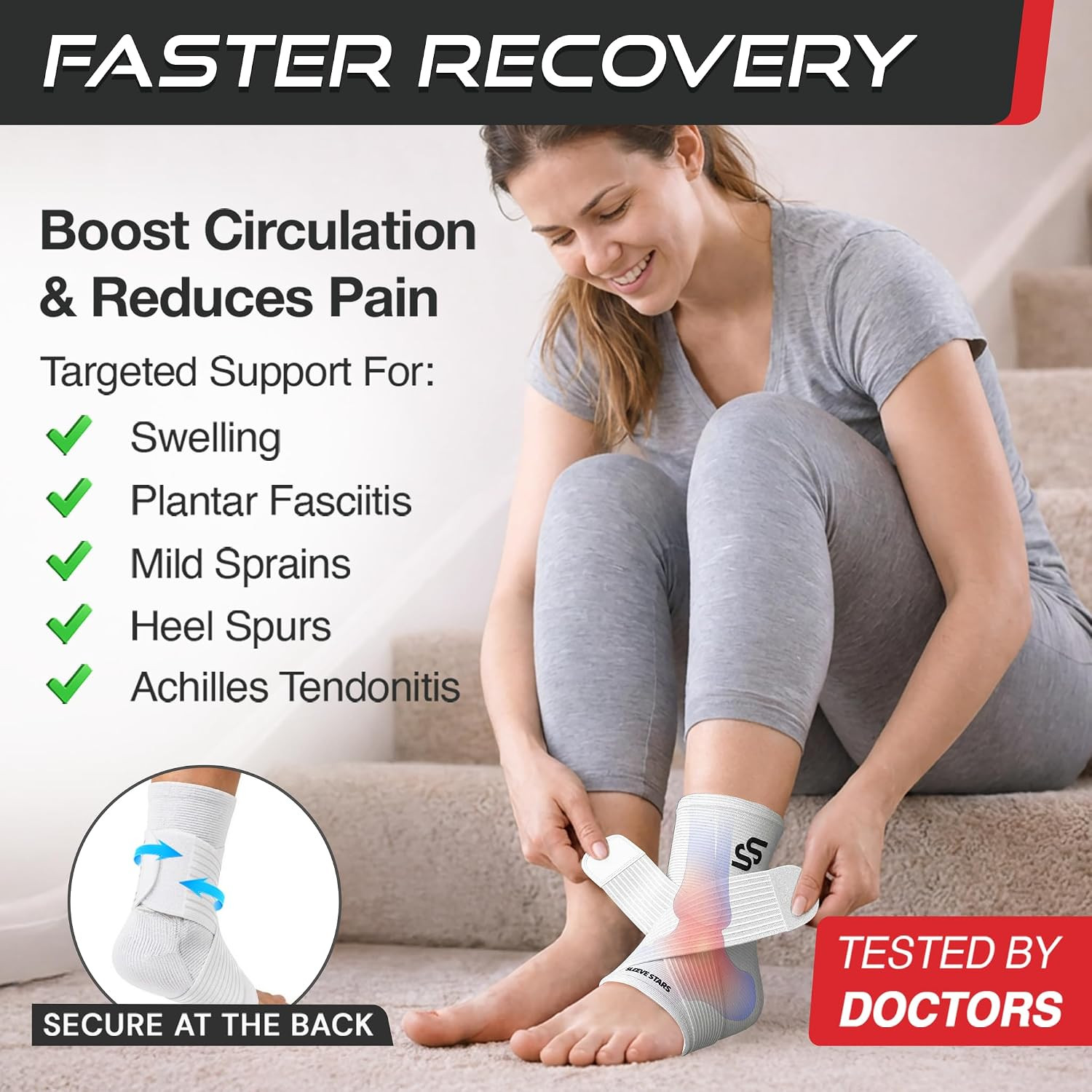 Sleeve Stars Ankle Brace for Women & Men, Ankle Wrap for Sprained Ankle, Compres