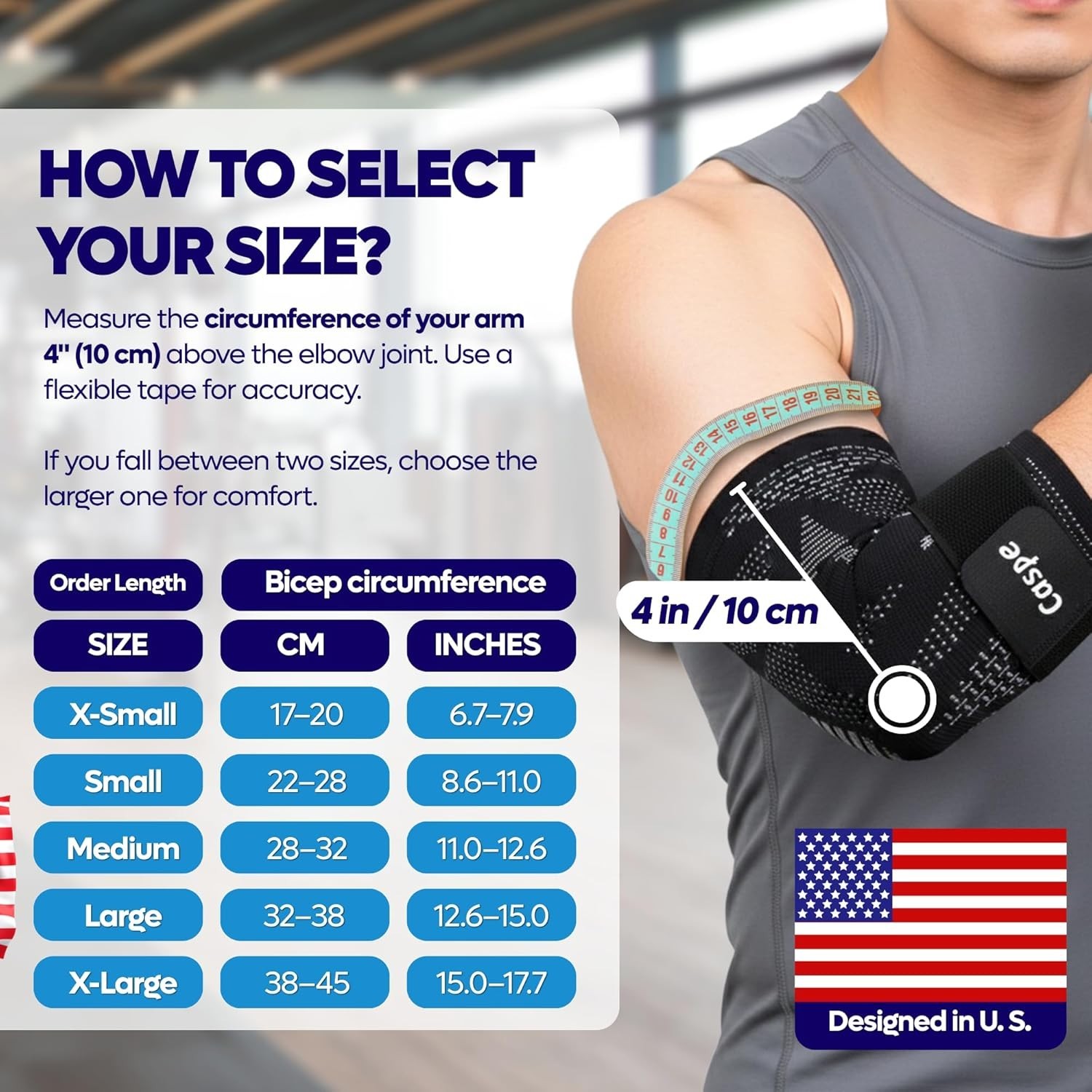 Caspe 2-Pack Elbow Sleeve Brace Wrap Adjustable Support Arm Arthritis Tendonitis